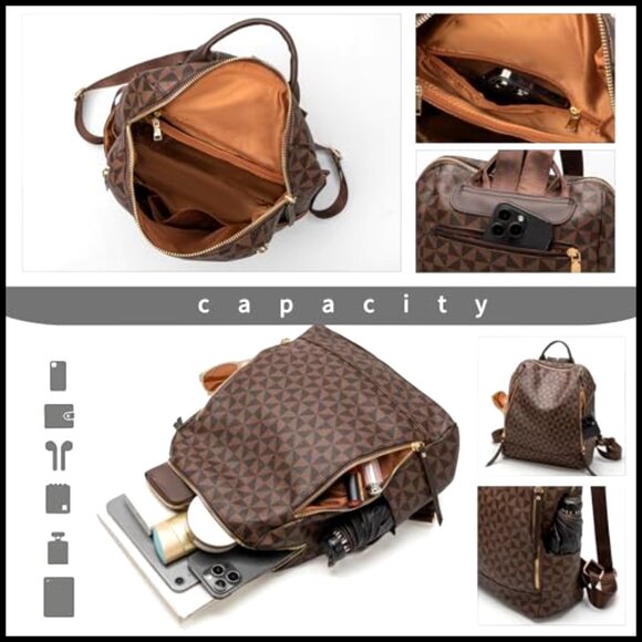 Large Leather Anti-Theft Travel Backpack Purse with Convertible Shoulder Straps main image 2